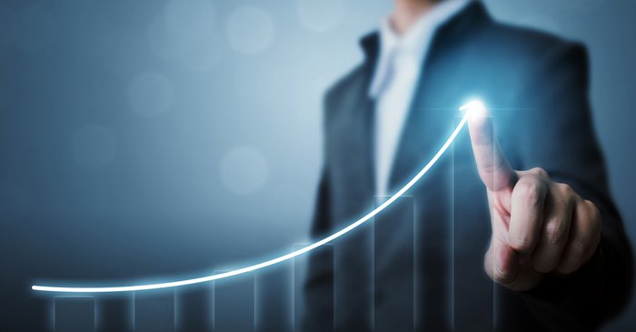 Business development to success and growing growth concept, Businessman pointing arrow graph corporate future growth plan Business development to success and growing growth concept, Businessman pointing arrow graph corporate future growth plan